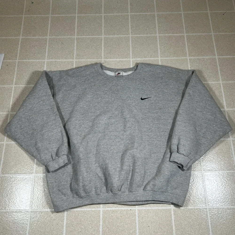 Vintage 90's Nike Sweatshirt Crewneck Gray Size 2XL Made In USA Swoosh White Tag